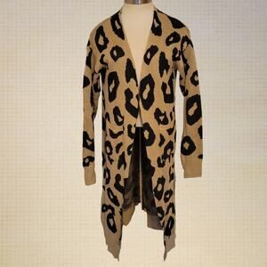 Leopard Print Open Front Longline Cardigan Goodnight Macaroon Medium